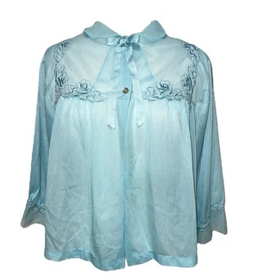 Винтажный Penny's Adonna кровать куртка прикрытие нейлона - синий размер большой - Изображение 1 из 4