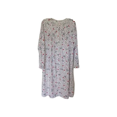 Nuevo sin etiquetas Camisón ARIA Para Mujer Terciopelo Minky Polar Cardenales Floral LARGO XL Foto 1 de 4