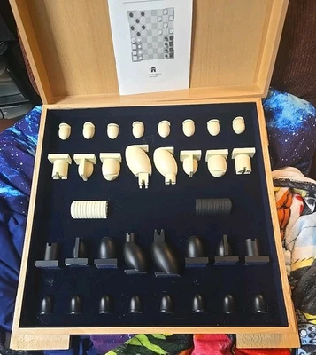 Michael Graves Design Chess & Checker Wood Board Complete in Box Post Modern  - Image 1 of 4