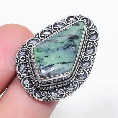 Ruby Zoisite Gemstone Handmade Thanksgiving Gift Jewelry Vintage Ring 7" PG 1823 - Image 1 of 4