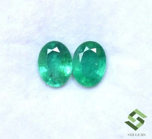 8x6 mm Natural Emerald Oval Cut Pair 2.51 CTS Untreated Loose Certified Gemstone - Picture 1 of 8