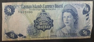1971 Cayman Islands 1 Dollars P1a A1-957090. - Picture 1 of 2