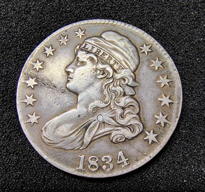 1834 Capped Bust Half Dollar -Large Letters & Date- VF-XF- Surviving Pop.- 7,000 - Picture 1 of 23