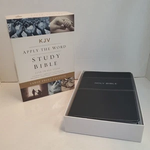 KJV Apply the Word Study Bible Large Print Imitation Black Leather Red Letter  - Picture 1 of 13