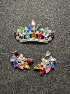 Juego de broches y clips de diamantes de imitación vintage de joyería B David - clips necesitan trabajo - Imagen 1 de 3