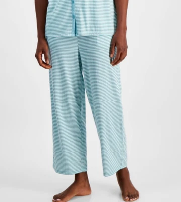 PANTALÓN PIJAMA RECORTADO ESTAMPADO ALGODÓN Charter Club para mujer, alimentador de vidrio a rayas, M Foto 1 de 2