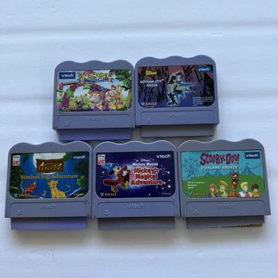 V-TECH V.SMILE GAME LOT OF 5-BATMAN,LION KING,MICKEY MOUSE ALPHABET TESTED - Image 1 of 4