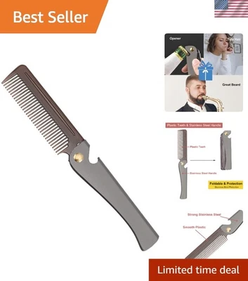 Pente de bolso elegante de aço inoxidável - Essencial conveniente para higiene de viagem - Imagem 1 de 4