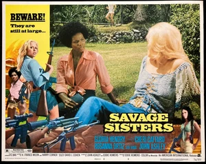 SAVAGE SISTERS Movie Lobby Card Poster Gloria Hendry Cheri Caffaro Sexploitation - Picture 1 of 2