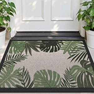 Front Door Mat outside Entrance, Summer Tropical Leaves Plant Welcome Doormat, N - Picture 1 of 12