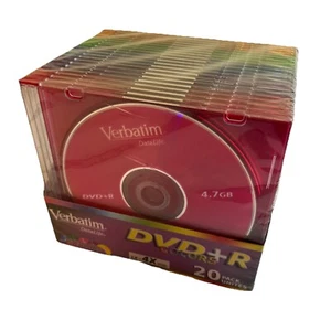 Verbatim DVD+R Jewel Cases 20 PK | 1X - 4X 4.7 GB, 120 Minute Video - Picture 1 of 3