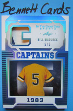 PIRATES 2022 LEAF ITG BILL MADLOCK 5/5 JERSEY NUMBER 1/1 CAPTAINS A1935