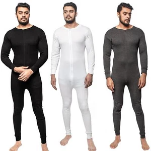 MEN'S ALL IN ONE THERMAL BASELAYER PLAYSUIT WINTER ZIPUP UNDERWEAR BODYSUIT - Picture 1 of 19