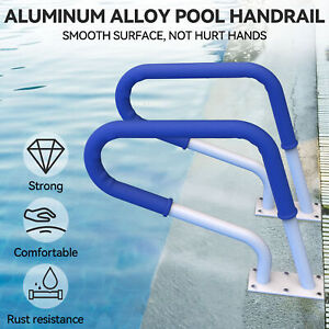 30x22" Pool Handrail Swimming Pool Stair Rail Alumi  Alloy Pool Railing W/ Base