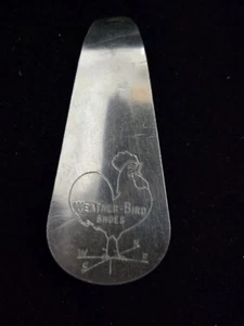 Vintage Weather Bird Shoes Shoe Horn Silver Metal Peters Advertising - Picture 1 of 3