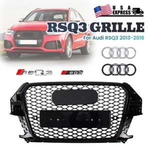 For 13-16 Audi Q3 RSQ3 Style Front Grille Honeycomb Grill Gloss Black - Picture 1 of 8