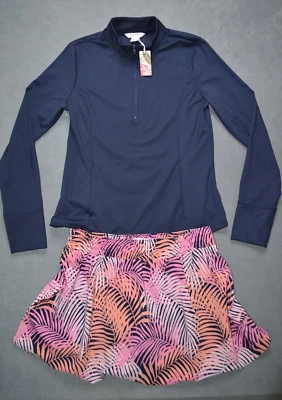 Tommy Bahama Womens Large Everyday Active Tennis Golf Skort/Shirt Set Tropical - Image 1 of 4