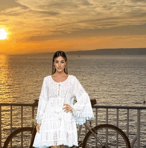 Short White dress & Long Sleeves Antica Sartoria by Designer Giacomo Cinque - Bild 1 von 2