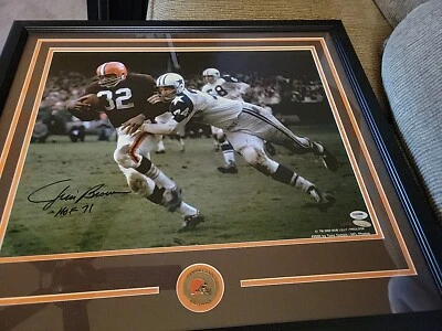 Jim Brown Cleveland Brown's HOFer Autographed Framed 16x20 Photo Psa/dna... - Image 1 of 3
