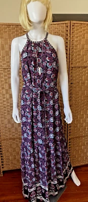 JAG Multi-colour Bohemian Maxi Dress with Belt Tie. Size 12 - Изображение 1 из 4