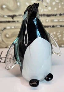 Neu im Karton Objets D'Art massive mundgeblasene farbige Glas Pinguin Figur 5 Zoll - Bild 1 von 10