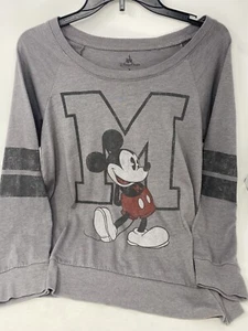 Disney Parks Womens Small Top Mickey Mouse Gray Long Sleeve  - Picture 1 of 6