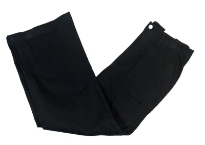 Pantalones de mezclilla para mujer Sonoma talla 12 negros tiro alto pierna ancha bolsillos utilitarios Foto 1 de 4