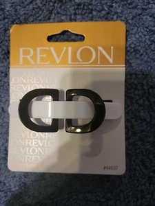 1997 Vintage REVLON Fashion Barrette plastic white Black 44537 NOS - Picture 1 of 2