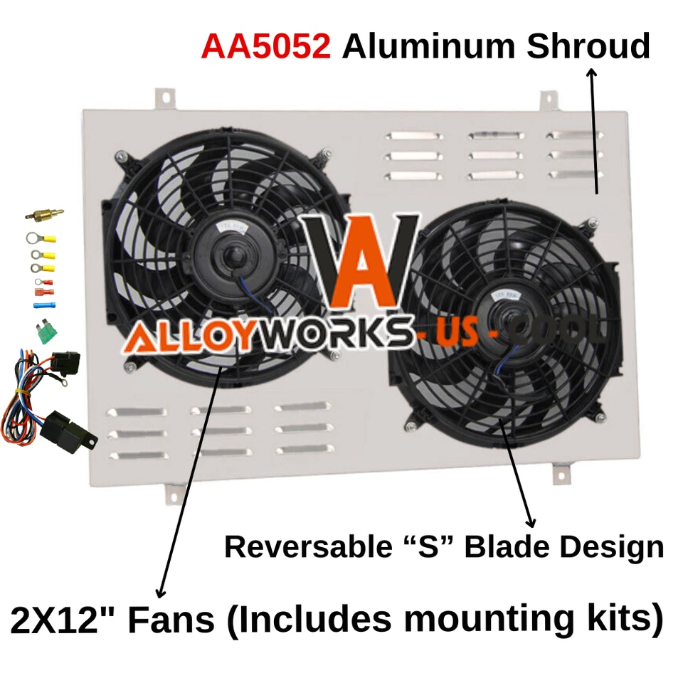 FOR 1985-1997 FORD F150 F250 F350 BRONCO 5.0L 5.8L V8 ELECTRIC FAN+SHROUD+RELAY Foto 1 de 4