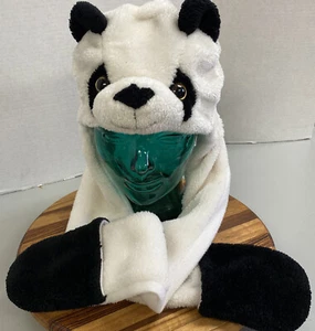 TODDLER YOUTH PANDA BEAR HAT WITH ATTACHED PAW MITTENS VERY GOOD CONDITION 10 - Picture 1 of 3