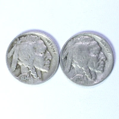 1934 P & D  Buffalo Nickel - 2 Coins - Image 1 of 3
