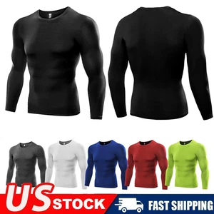 Camisa de compresión de secado rápido de manga larga para hombre Prendas para el torso de gimnasio debajo de la capa base ajustada - Imagen 1 de 18