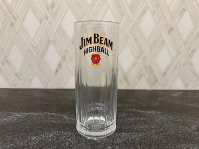 Jim Beam Bourbon Whiskey 6 1/4" Ribbed Highball Glass - Image 1 of 2