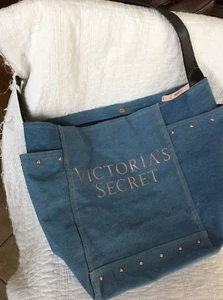 Victoria’s Secret 2018 Denim Shoulder Purse Tote Carry All NEW NWT - Picture 1 of 5