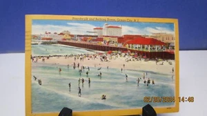 Linen Postcard Boardwalk and bathing scene Ocean City N.J. split back - Picture 1 of 3