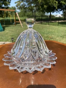 EAPG Fostoria Sparkling Clear Colonial Prism Pattern Covered Butter Dish - Picture 1 of 9