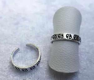 Adjustable Sterling Silver Yin Yang Toe/Pinky/Finger Ring 925 - 170C2 - Picture 1 of 1