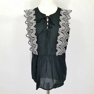 Who What Wear Blouse Womens Medium Sleeveless Babydoll Black White Lace NWT - Picture 1 of 9