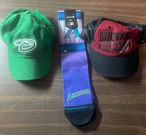(3) Arizona Diamondbacks lot- Throwback MLB Socks, St. Patrick's & snap back hat - Picture 1 of 12