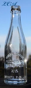 Antique MINERAL POINT WISCONISIN soda bottle light AQUA color L. U. on base - Picture 1 of 5