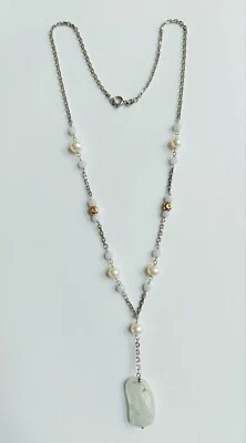 collana in argento 925 con acquamarina, calcedonio e perle bianche  - Immagine 1 di 3