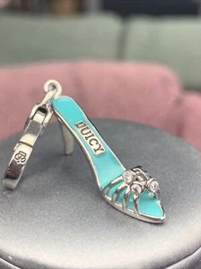Vintage Rare Cute Juicy Couture Aqua Enamel Rhinestone stiletto high heel Shoe - Picture 1 of 11