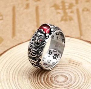 1x Adjustable Feng Shui Pixiu Mani Mantra Protection Wealth Ring Quality Lucky - Picture 1 of 3