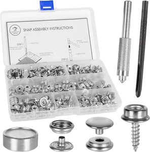 Kit de botones a presión de lona 228 piezas para kit de reparación de broches de presión de acero inoxidable de grado marino - Imagen 1 de 12