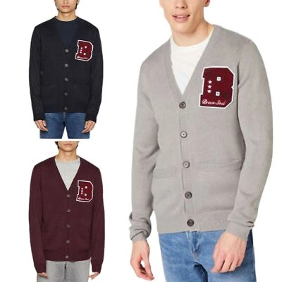 BRAVE SOUL Mens Cardigan Button Up V Neck Sweater Long Sleeve Top Warm Jumper - Image 1 of 4