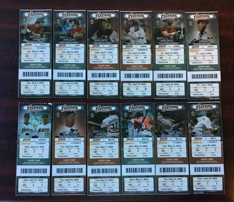 2004 Astros Full Un Used Season Ticket YOU PICK Game Biggio Bagwell Clemens Kent Cover