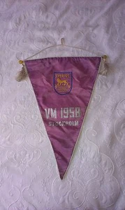 WEIGHTLIFTING WORLD CHAMPIONSHIPS-STOCKHOLM,SWEDEN1958 PARTICIPANT PENNANT,FLAG - Picture 1 of 3