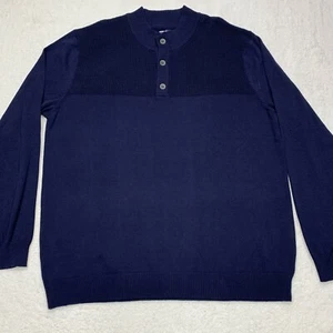 NWY Club Room Sweater Men's XXL Navy Blue Henley Pullover Cotton - Picture 1 of 14