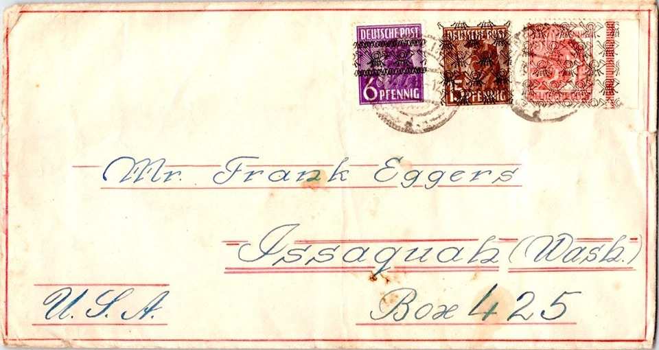 Alemania 6pf Plantación Olivo Sobreimpreso Posthorn en Banda y 15p y 30pf La Foto 1 de 1