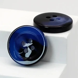 5 pcs Res Ipsa Loquitur Melbourne - 15mm Blue Marble Resin 4 Hole Buttons - Picture 1 of 2